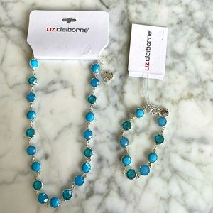 Blue necklace and bracelet silver